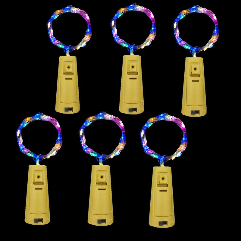 6PCS LED Bottle Cork Lights – Battery-Powered Fairy String for Christmas & Parties
