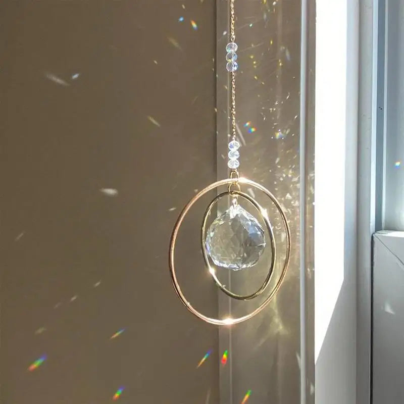 Crystal Moon Suncatcher – Hanging Rainbow Prism Wind Chime