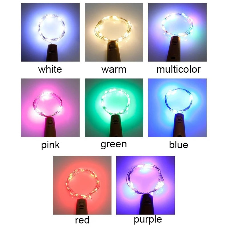 6PCS LED Bottle Cork Lights – Battery-Powered Fairy String for Christmas & Parties