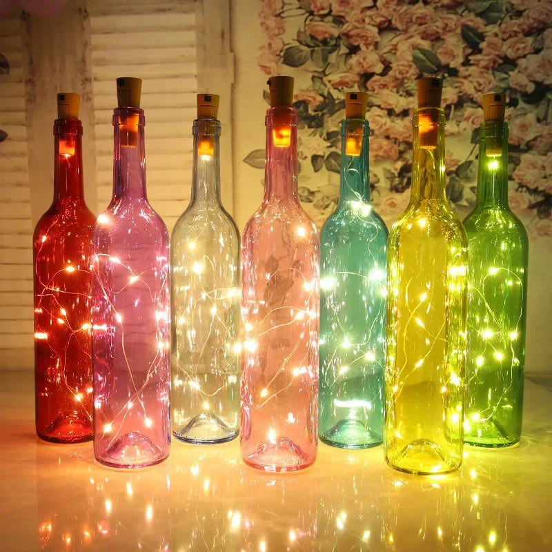 6PCS LED Bottle Cork Lights – Battery-Powered Fairy String for Christmas & Parties