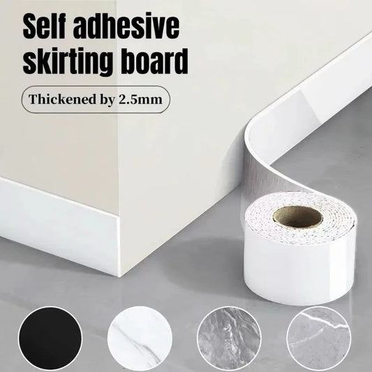 Self-Adhesive Skirting Board Wall Sticker – 5m x 10cm Flexible Foam Trim Tape
