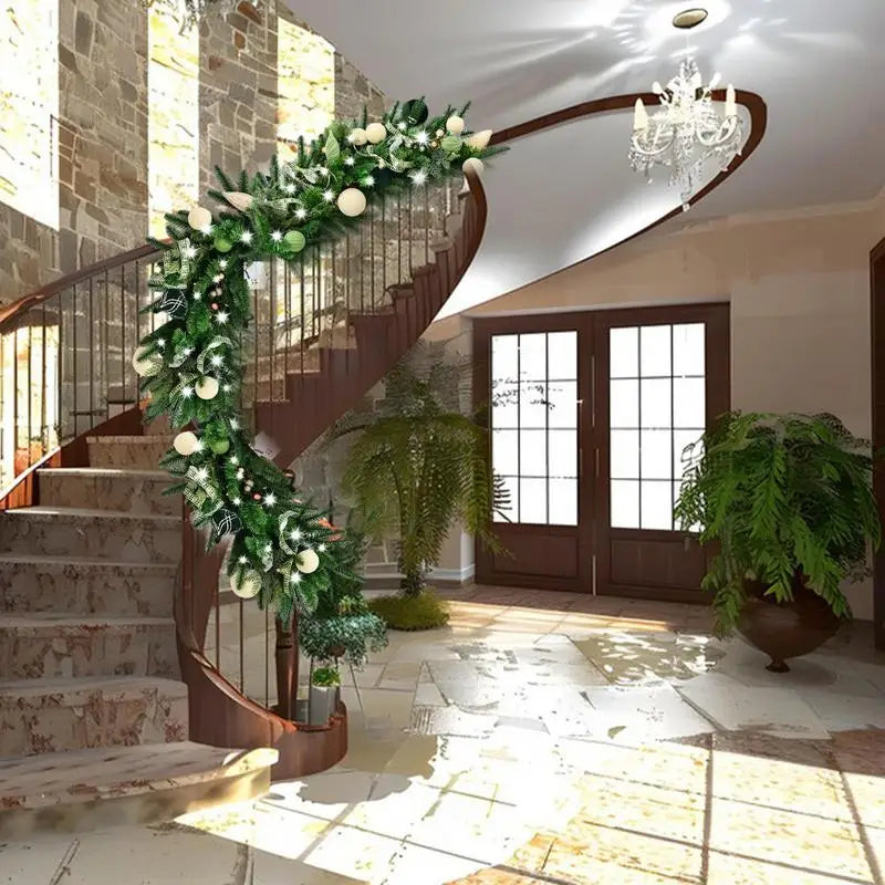 6FT Light Up Christmas Garland with Pine Cones & LED Lights