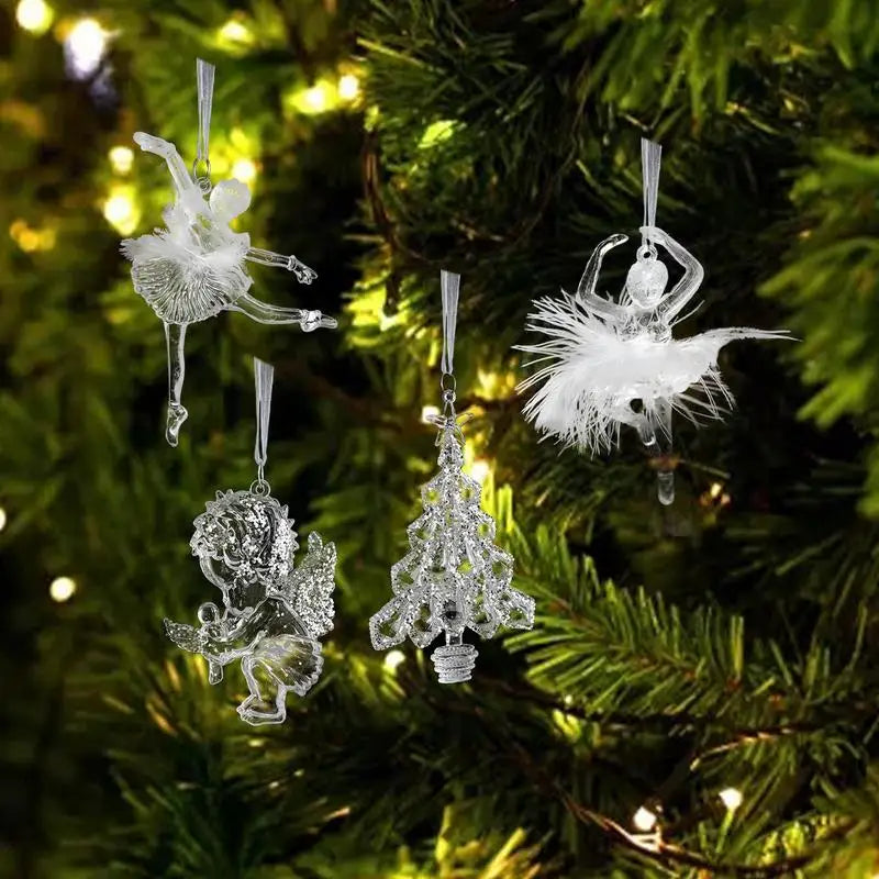 Crystal Angel & Dancing Girl Christmas Ornaments – Elegant Acrylic Pendant Decorations
