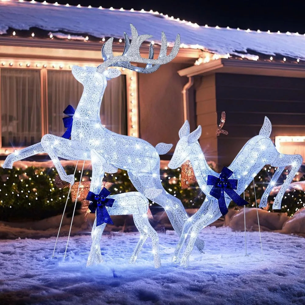 Lighted Christmas Reindeer Family Set – 3 Pieces with 255 LED Lights
