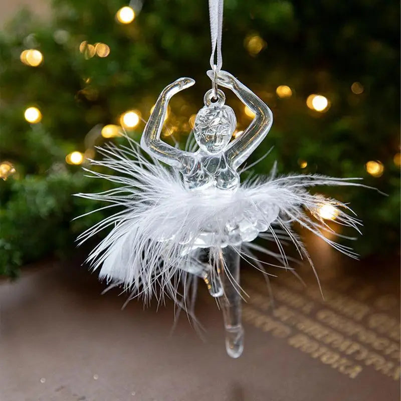 Crystal Angel & Dancing Girl Christmas Ornaments – Elegant Acrylic Pendant Decorations