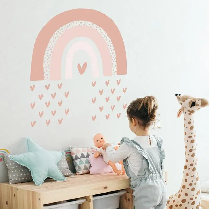Boho Love Heart Rainbow Wall Stickers