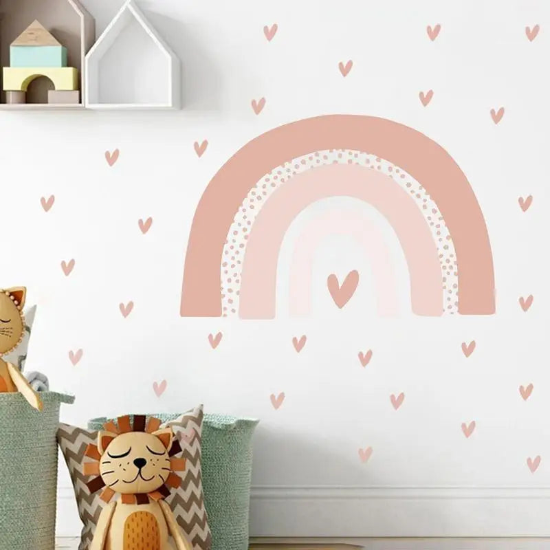 Boho Love Heart Rainbow Wall Stickers