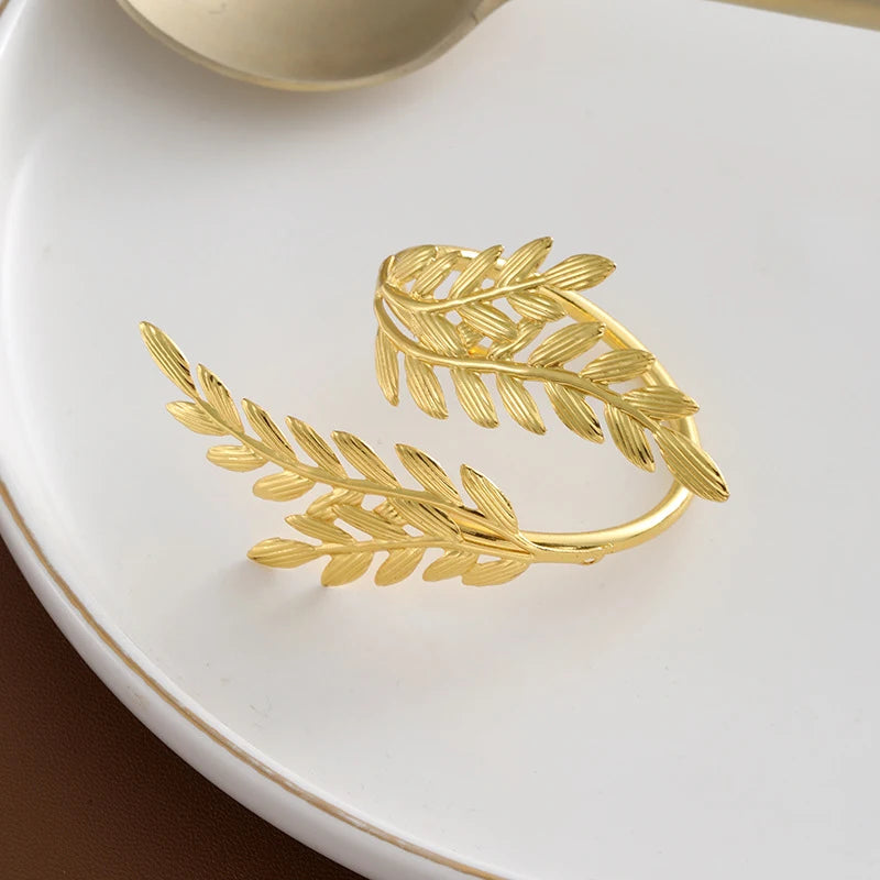 6Pcs Gold Wheat Napkin Rings Metal Leaf Napkin Holder
