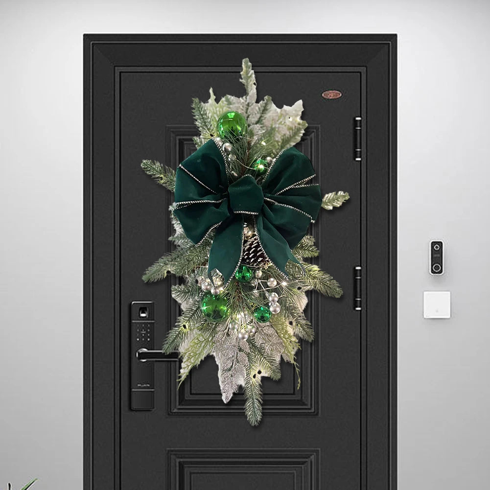 Christmas Swag Wreath with/without Lights – Festive Door & Window Garland Decoration
