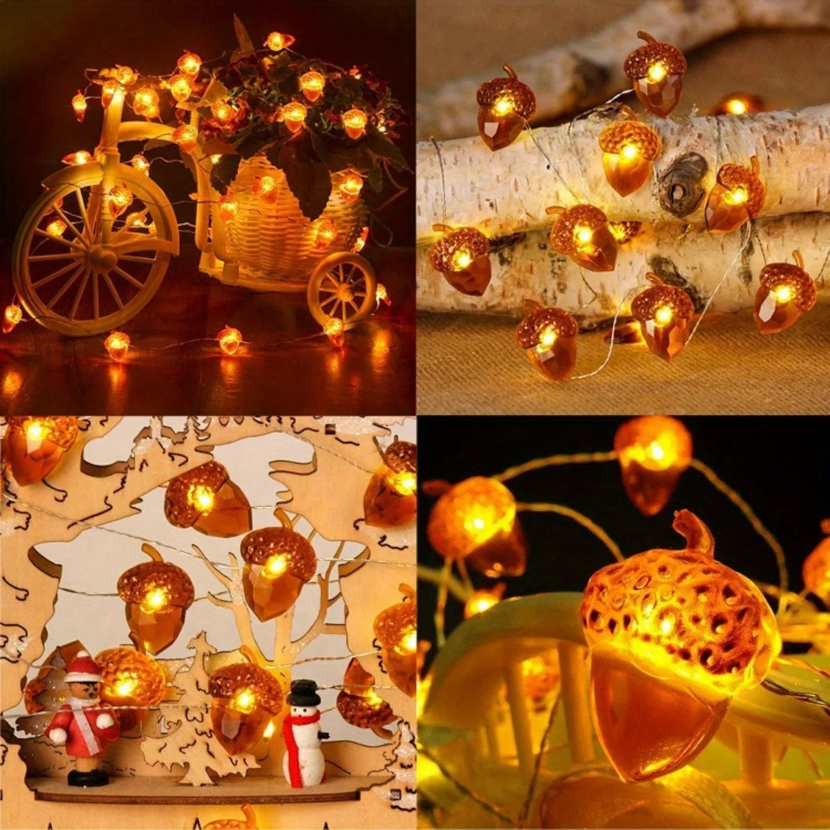 3D Acorn String Lights – Battery-Powered Thanksgiving & Christmas Decorative Lights
