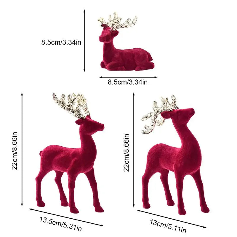 3PCS Retro Reindeer Christmas Decorations – Festive Elk Figurines