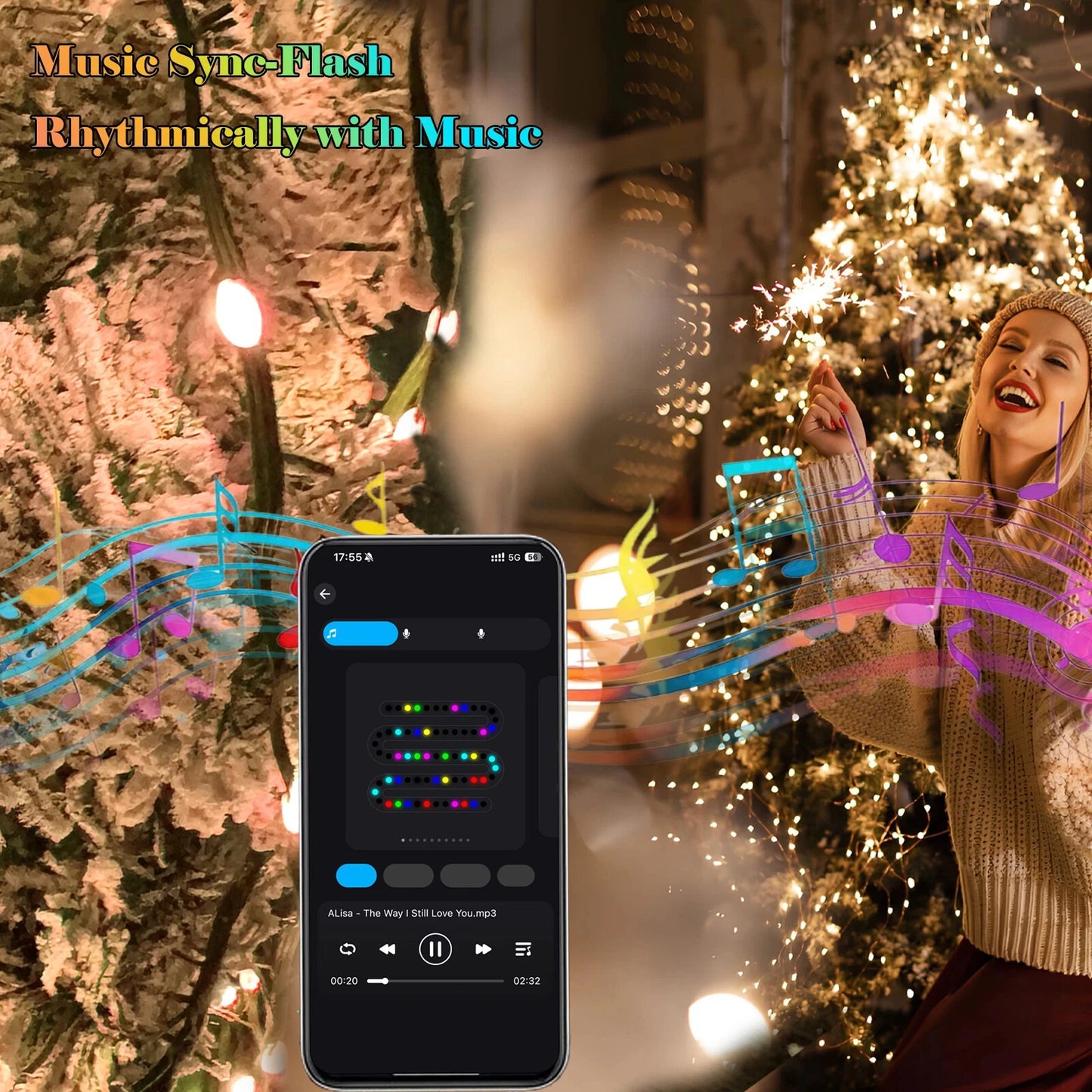 LED Smart Christmas Tree Lights – App Control Multicolor Fairy Lights