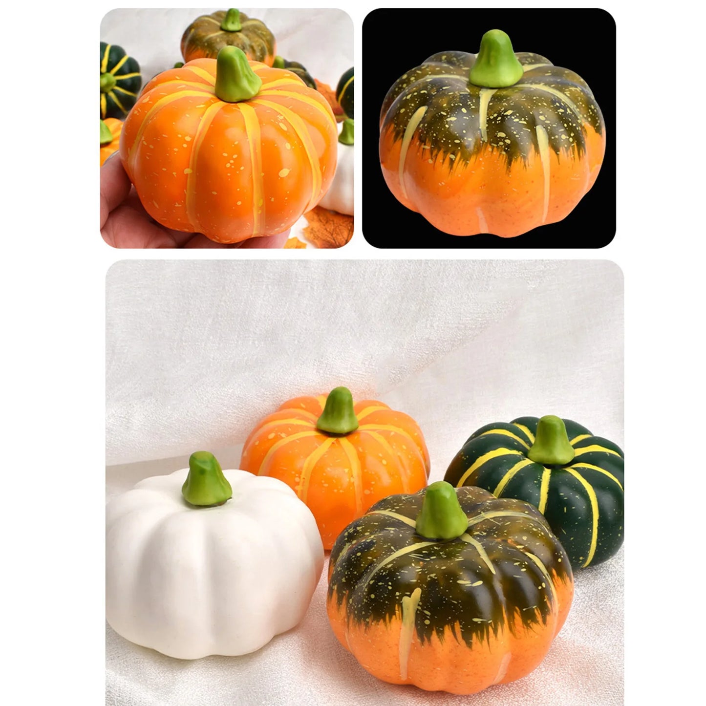 4pcs Artificial Foam Pumpkin Set of 4 – Autumn Harvest Home Decor