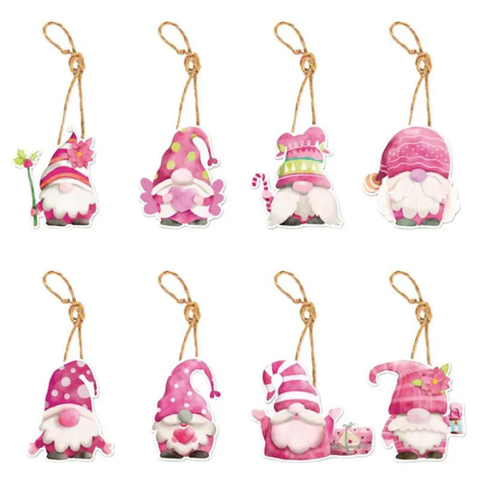 8PCS Pink Christmas Tree Ornaments – Vintage Holiday Pendants
