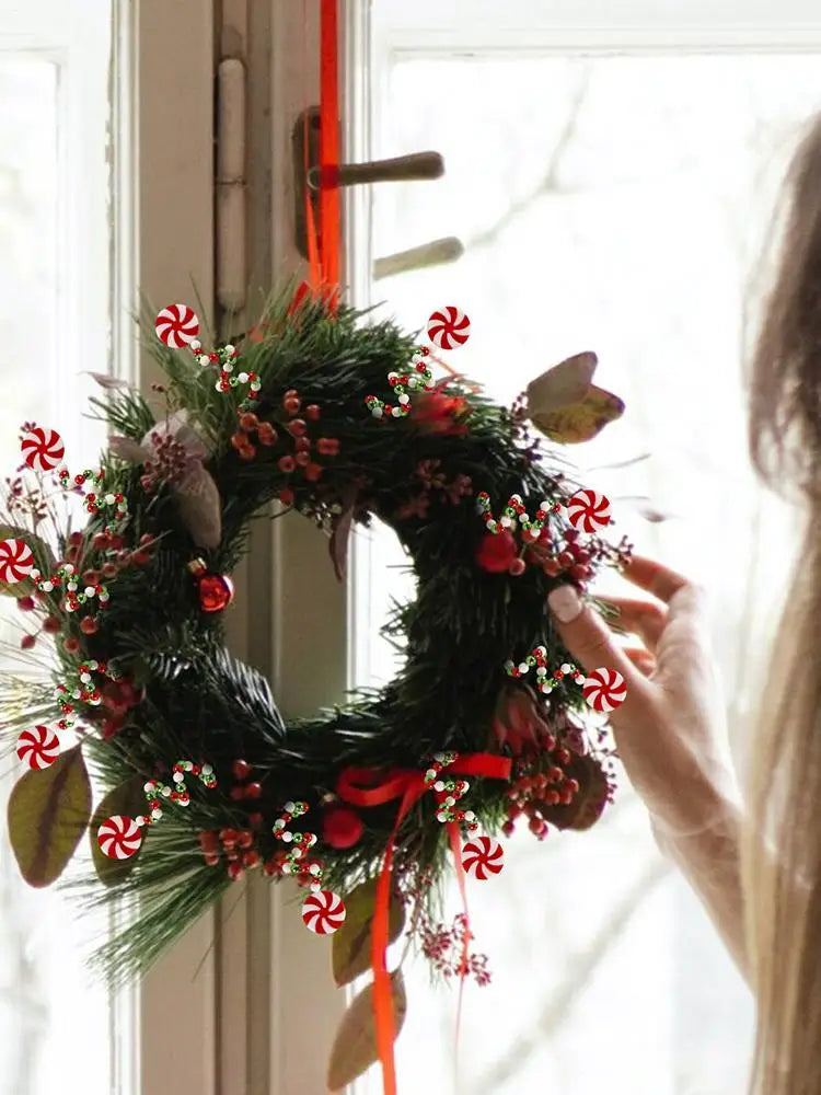 Christmas Candy Cane Tree Picks – Red & White Lollipop Holiday Decorations