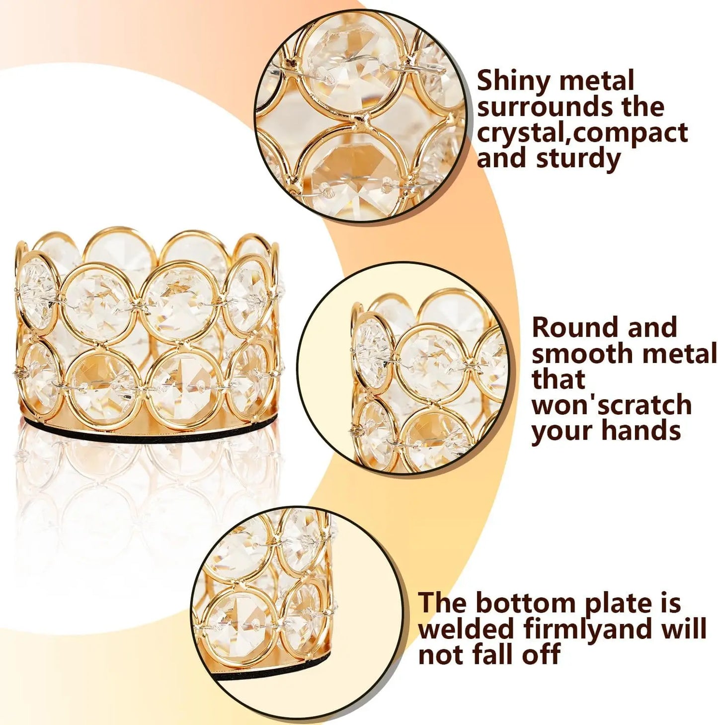 Gold Crystal Tea Light Candle Holders – 48PCS Elegant Wedding & Home Décor Set