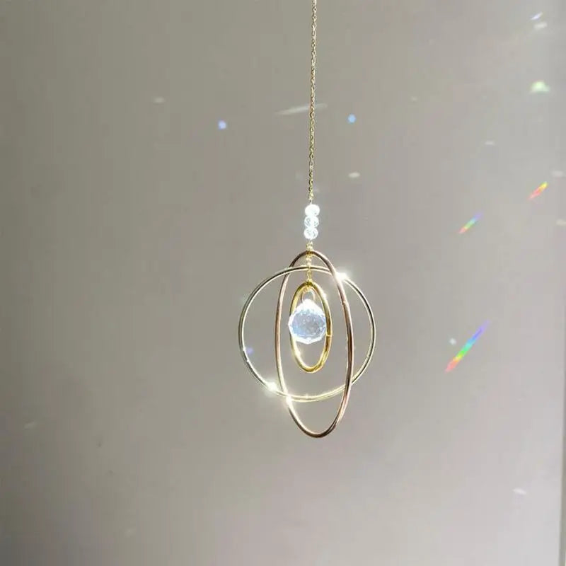 Crystal Moon Suncatcher – Hanging Rainbow Prism Wind Chime