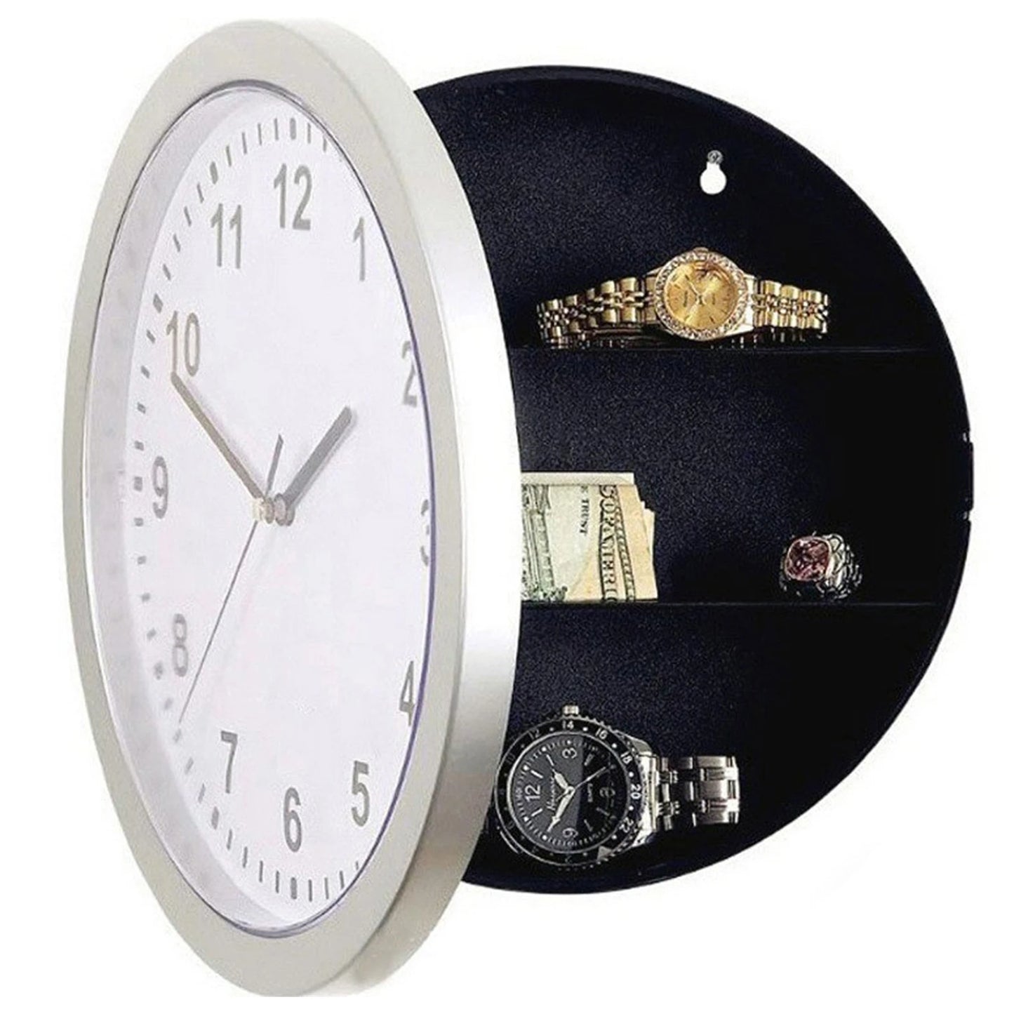 Hidden Storage Wall Clock with Secret Compartment