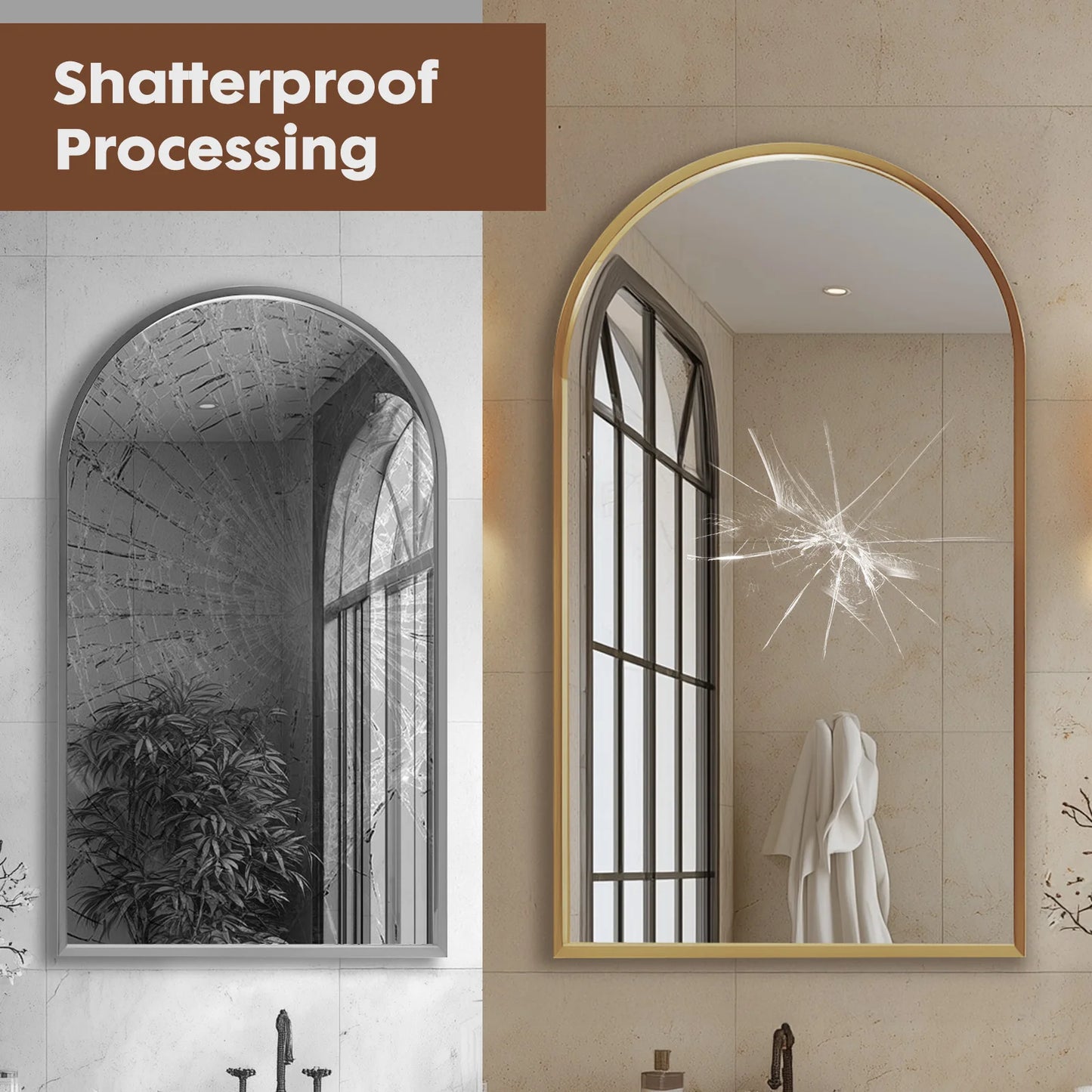 Arched Metal Framed Wall Mirror