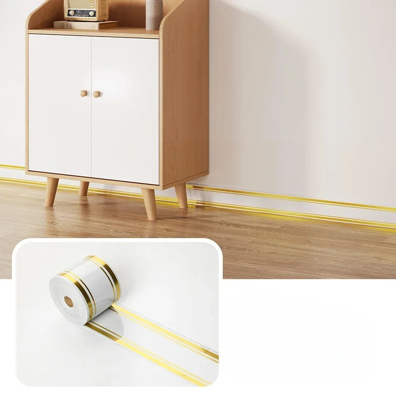 Self-Adhesive Skirting Board Wall Sticker – 5m x 10cm Flexible Foam Trim Tape
