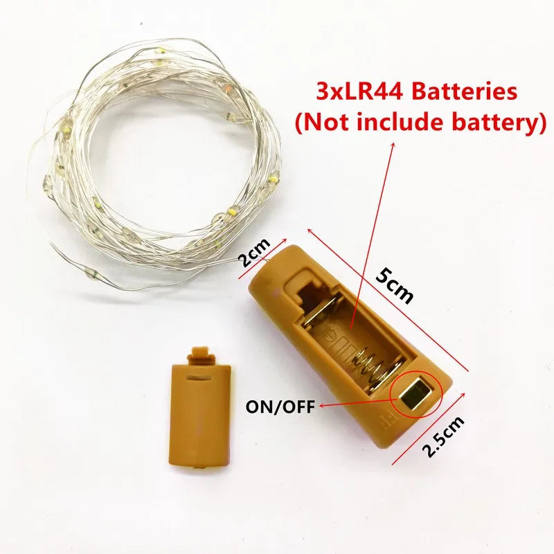 6PCS LED Bottle Cork Lights – Battery-Powered Fairy String for Christmas & Parties