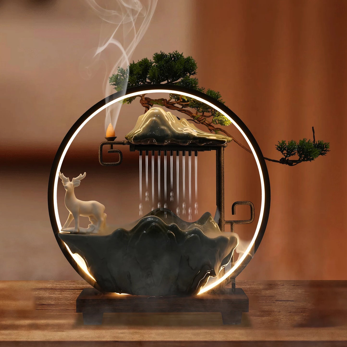 Indoor Tabletop Water Fountain with Mist and LED