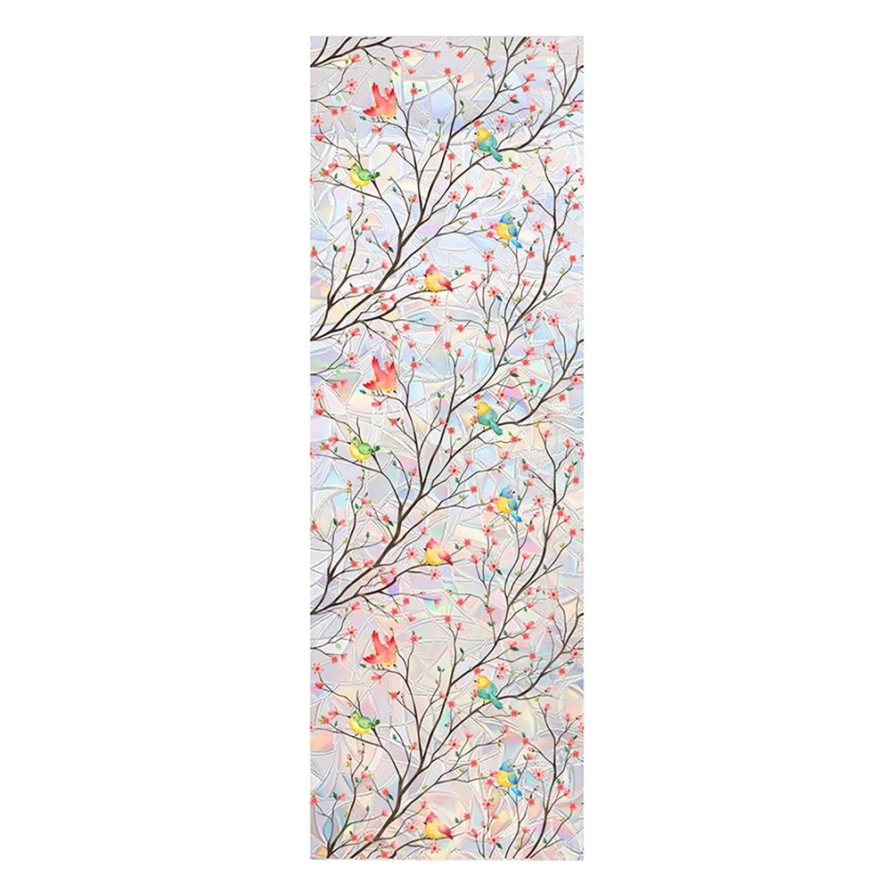 3D Anti-Static Opaque Glass Sticker – Glue-Free Decorative Window Film with Flower Design