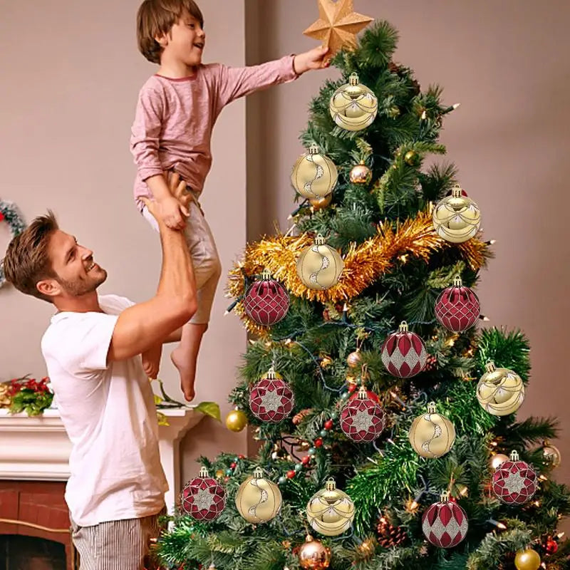 16PCS Christmas Tree Ball Ornaments – Bright Painted Decorations