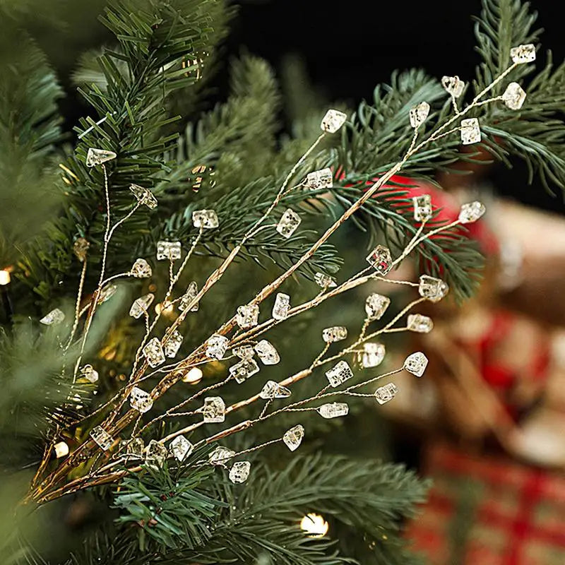 Christmas Glitter Stems – Golden Tree & Wreath Ornaments