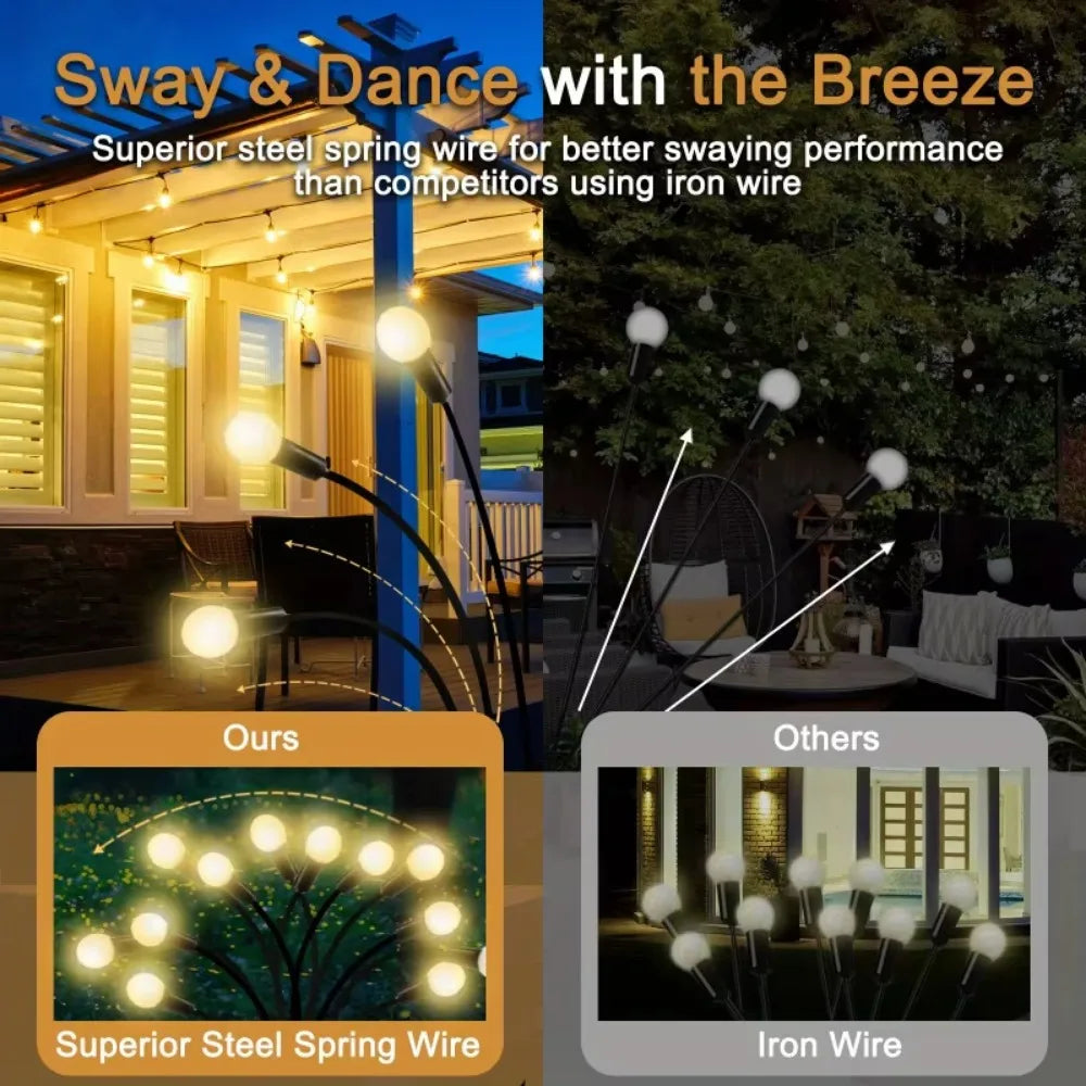 10-LED Solar Firefly Garden Lights – Waterproof Outdoor Swaying Pathway Decoration