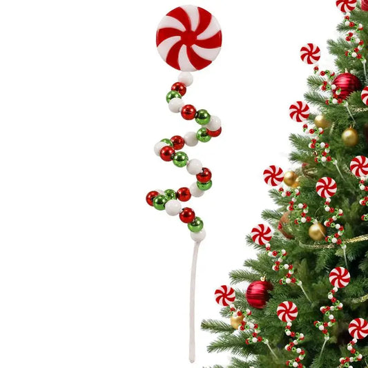 Christmas Candy Cane Tree Picks – Red & White Lollipop Holiday Decorations