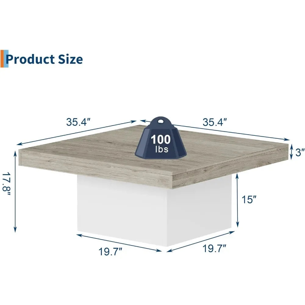 Modern LED Light Square Coffee Table for Living Room