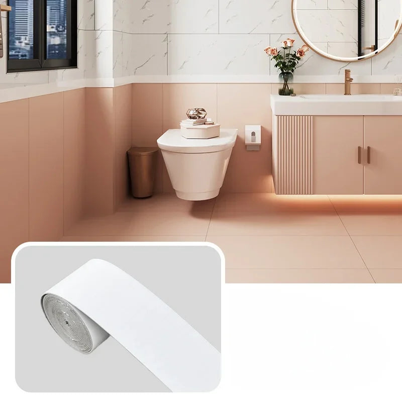 Self-Adhesive Skirting Board Wall Sticker – 5m x 10cm Flexible Foam Trim Tape