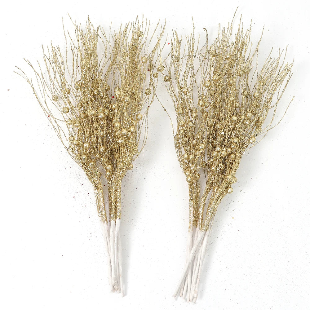 5Pcs Glitter Foam Berry Christmas Bouquet – Festive Artificial Floral Decoration