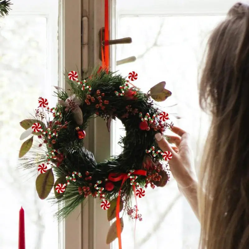 Christmas Candy Cane Tree Picks – Red & White Lollipop Holiday Decorations