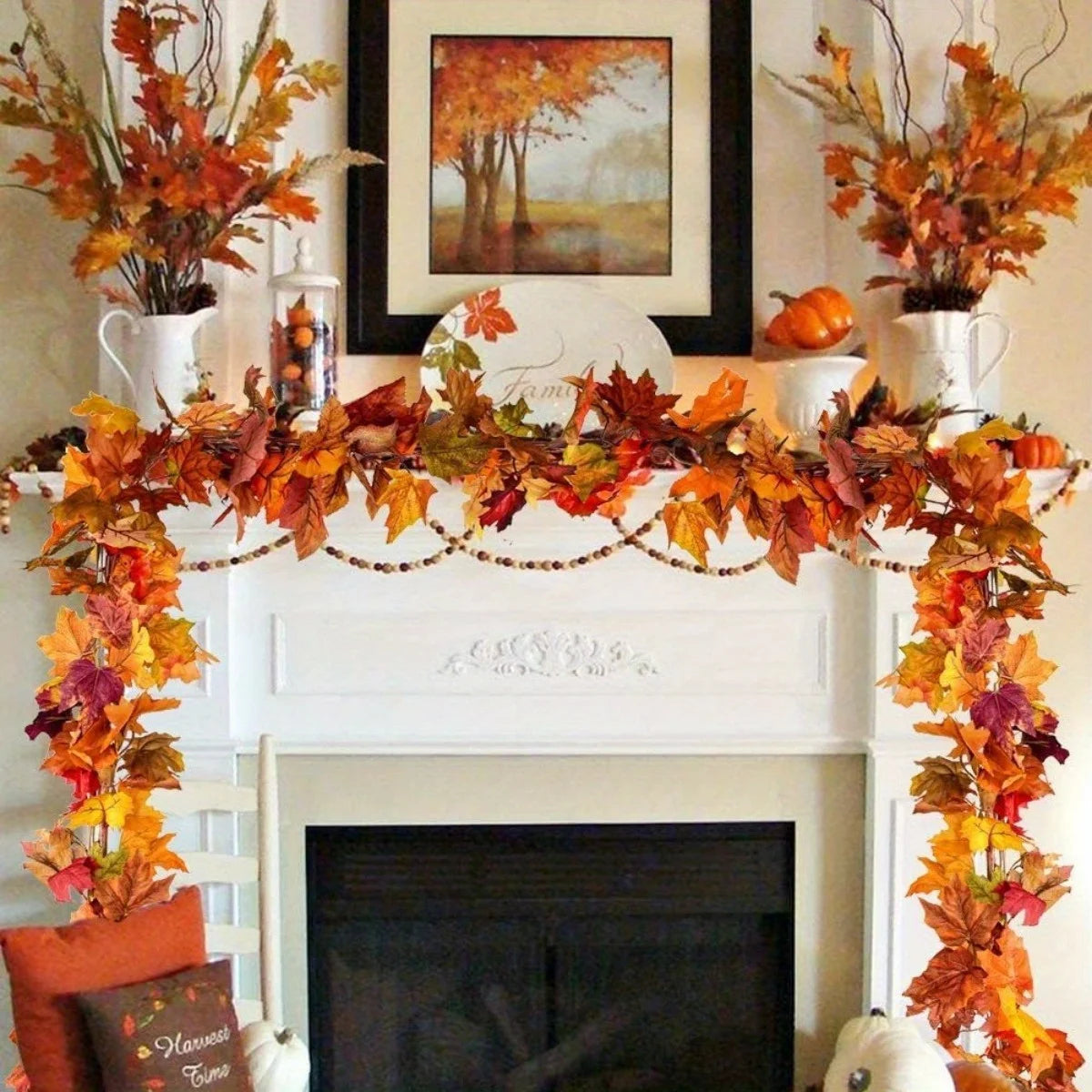 2-Pack Artificial Maple Leaf Garland – 11.8ft Fall Autumn Decoration