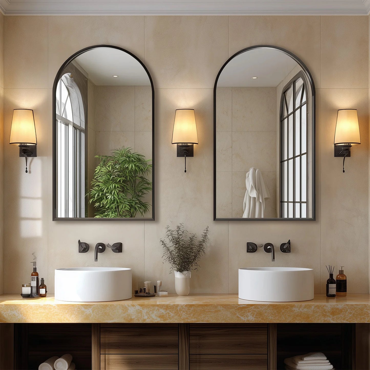 Arched Metal Framed Wall Mirror