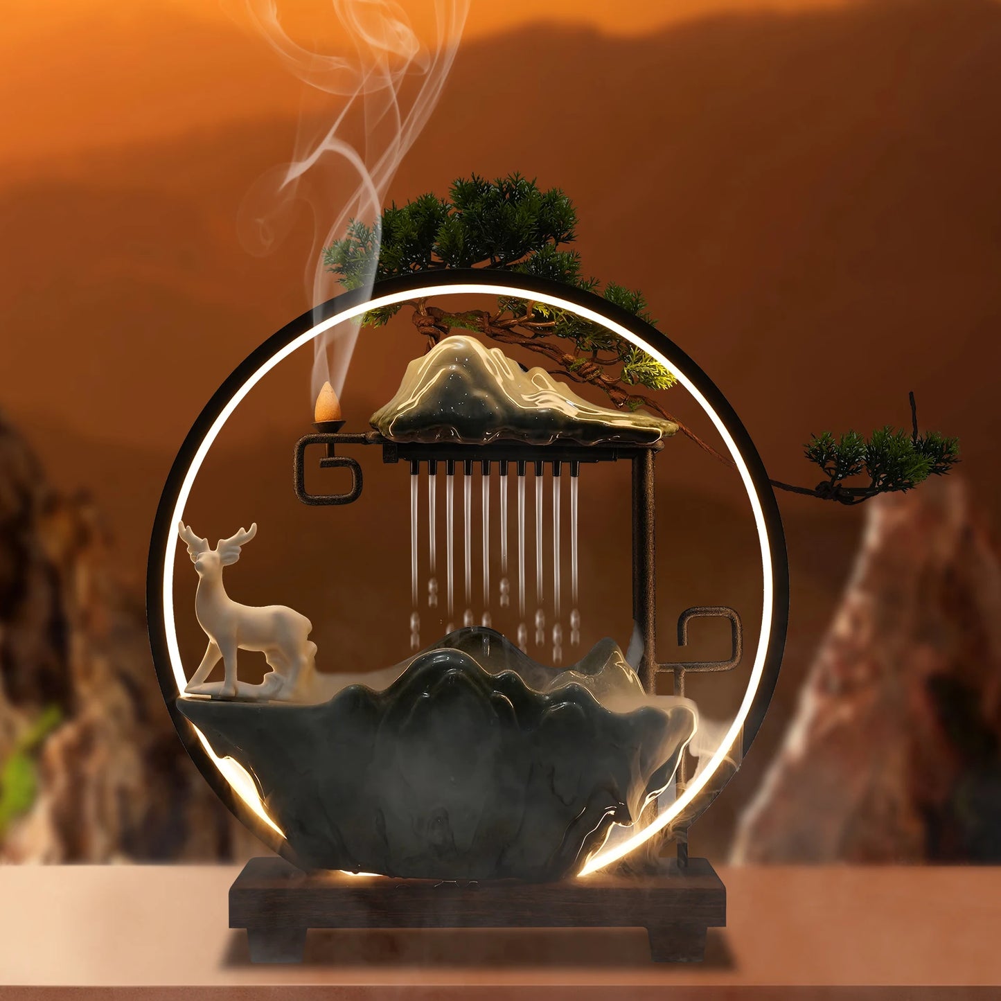 Indoor Tabletop Water Fountain with Mist and LED