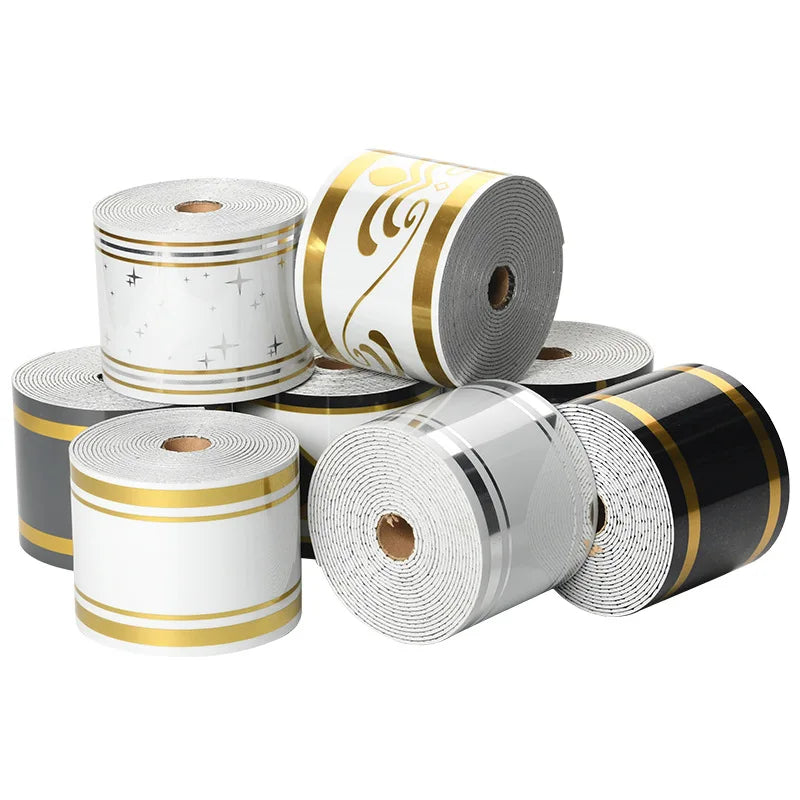 Self-Adhesive Skirting Board Wall Sticker – 5m x 10cm Flexible Foam Trim Tape