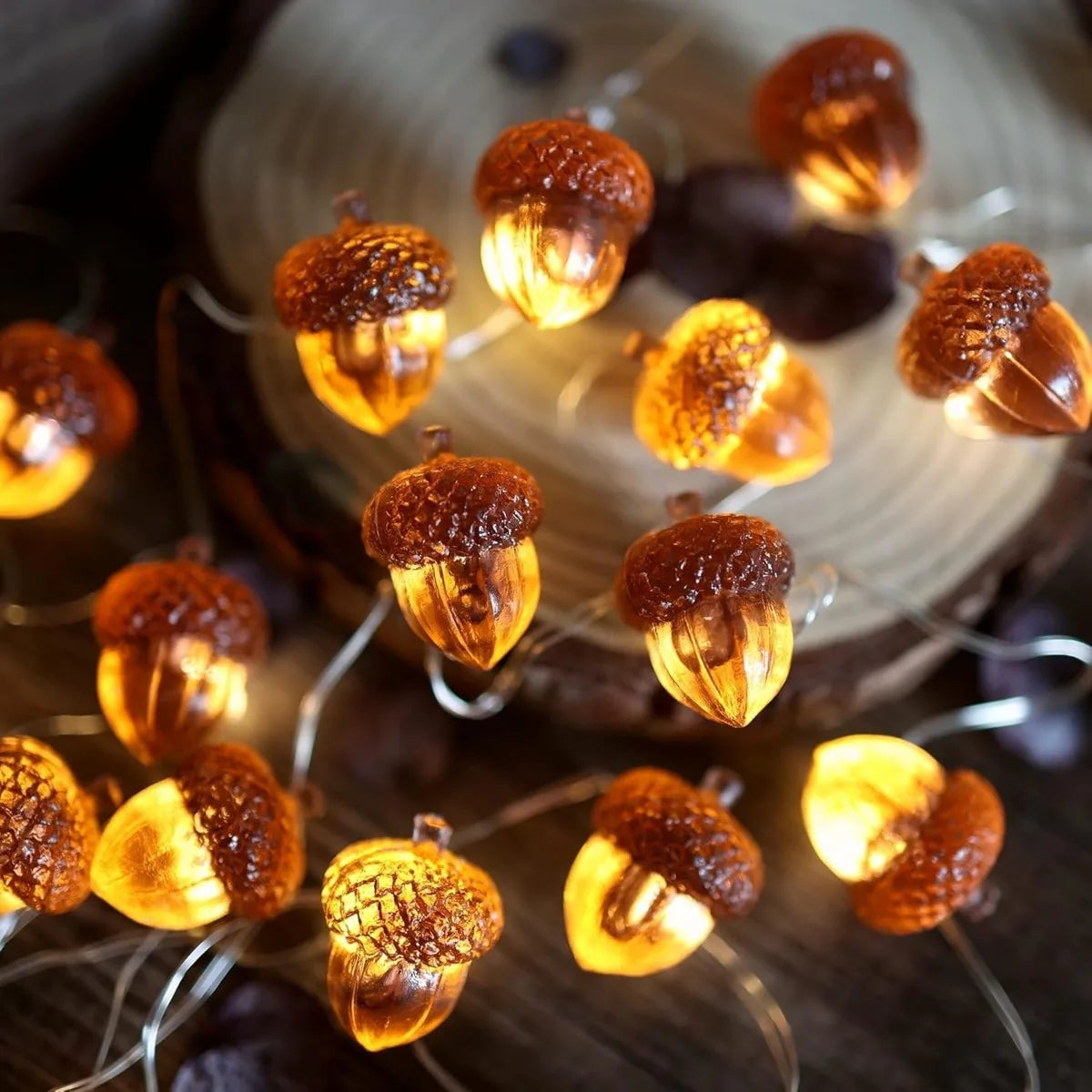 3D Acorn String Lights – Battery-Powered Thanksgiving & Christmas Decorative Lights