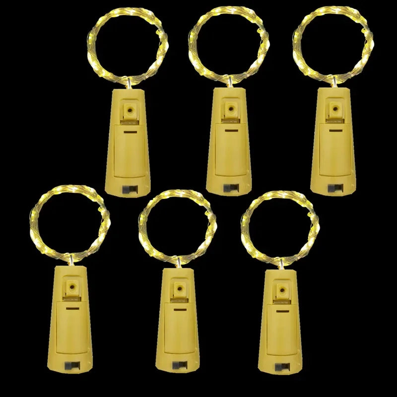 6PCS LED Bottle Cork Lights – Battery-Powered Fairy String for Christmas & Parties