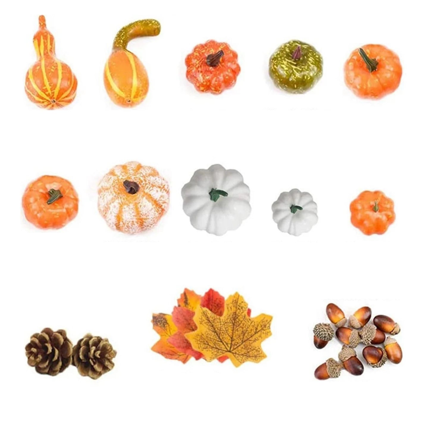 Autumn Harvest Artificial Pumpkin & Maple Leaf Set