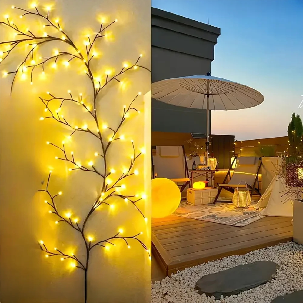 Solar LED Tree Branch String Lights – 96LED Outdoor Waterproof Garland