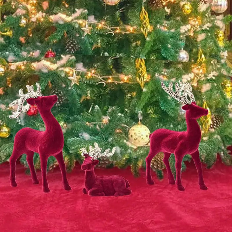 3PCS Retro Reindeer Christmas Decorations – Festive Elk Figurines