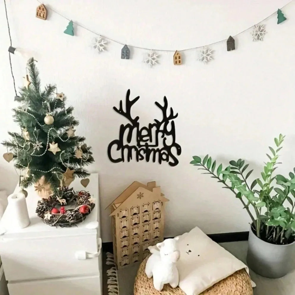 Elegant Deer Antler Metal Wall Decor – Modern Christmas Wrought Iron Accent