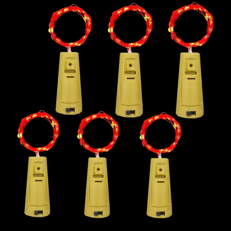 6PCS LED Bottle Cork Lights – Battery-Powered Fairy String for Christmas & Parties