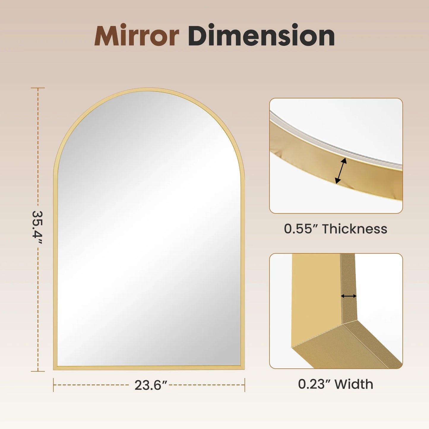 Arched Metal Framed Wall Mirror