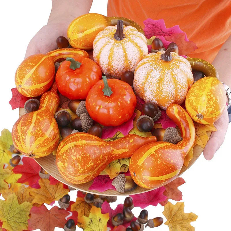 Autumn Harvest Artificial Pumpkin & Maple Leaf Set