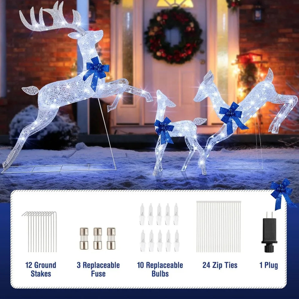 Lighted Christmas Reindeer Family Set – 3 Pieces with 255 LED Lights