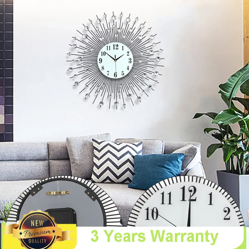 Luxury 3D Metal Sunburst Wall Clock